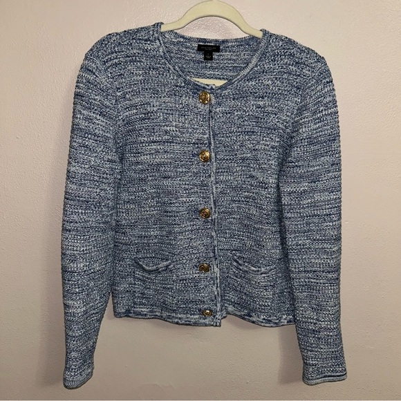 Ann Taylor Sweaters - Ann Taylor Blue gold Button-Front Cardigan